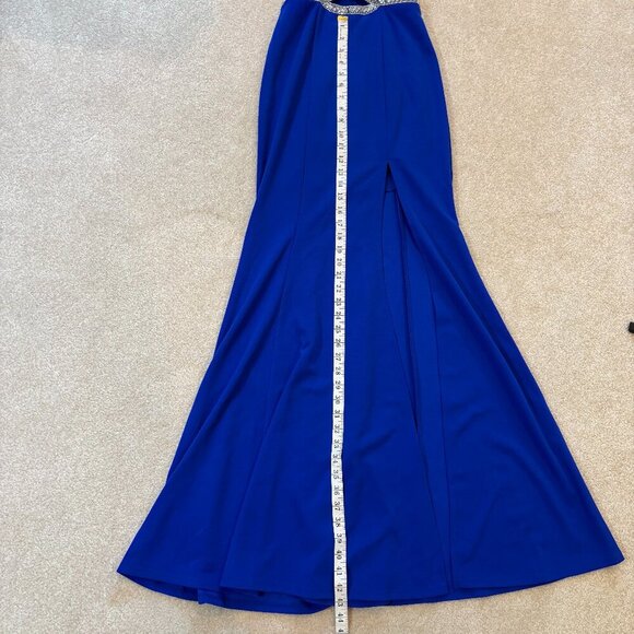 Speechless Embellished Cutout Halter‎ Gown Cobalt Blue Maxi Dress Size 3 NWOT - Picture 10 of 13